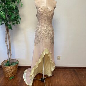 Y2K fairycore layered silk  Miley Cyrus Vibe silk beaded dress red carpet